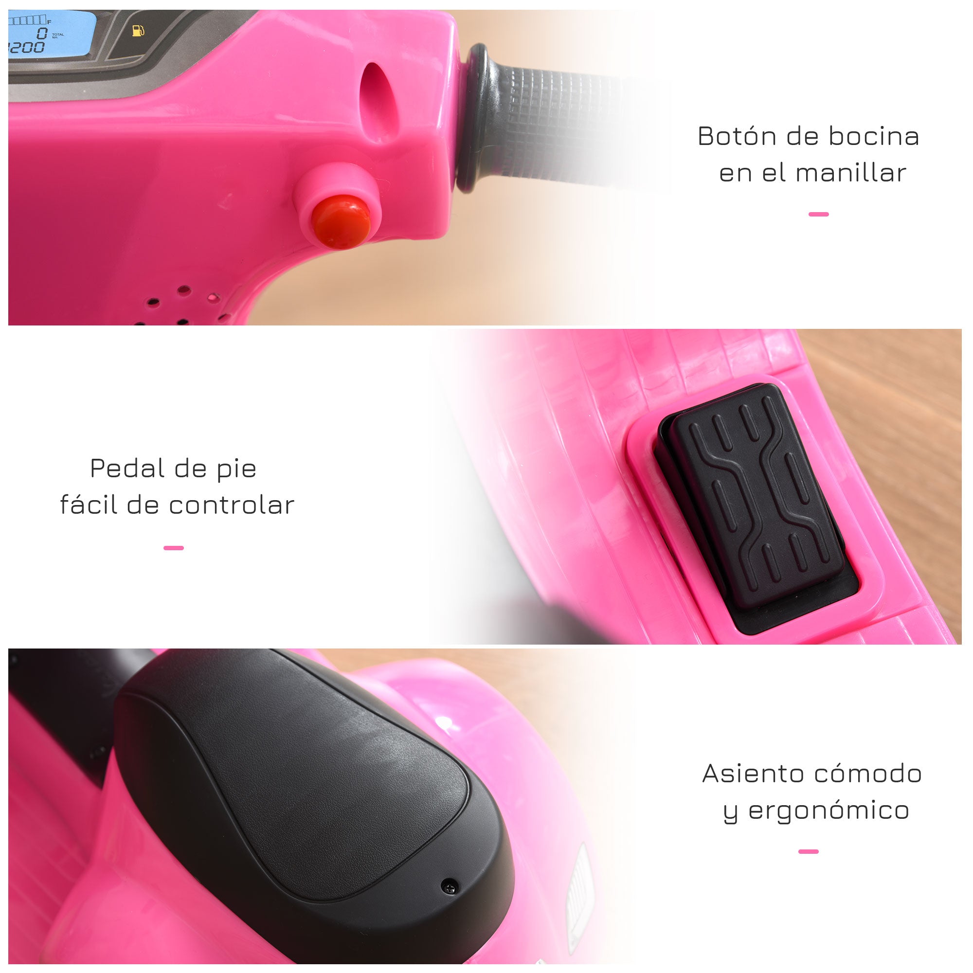 Mota Elétrica Infantil Rosa Licenciada 66,5x38x52 cm