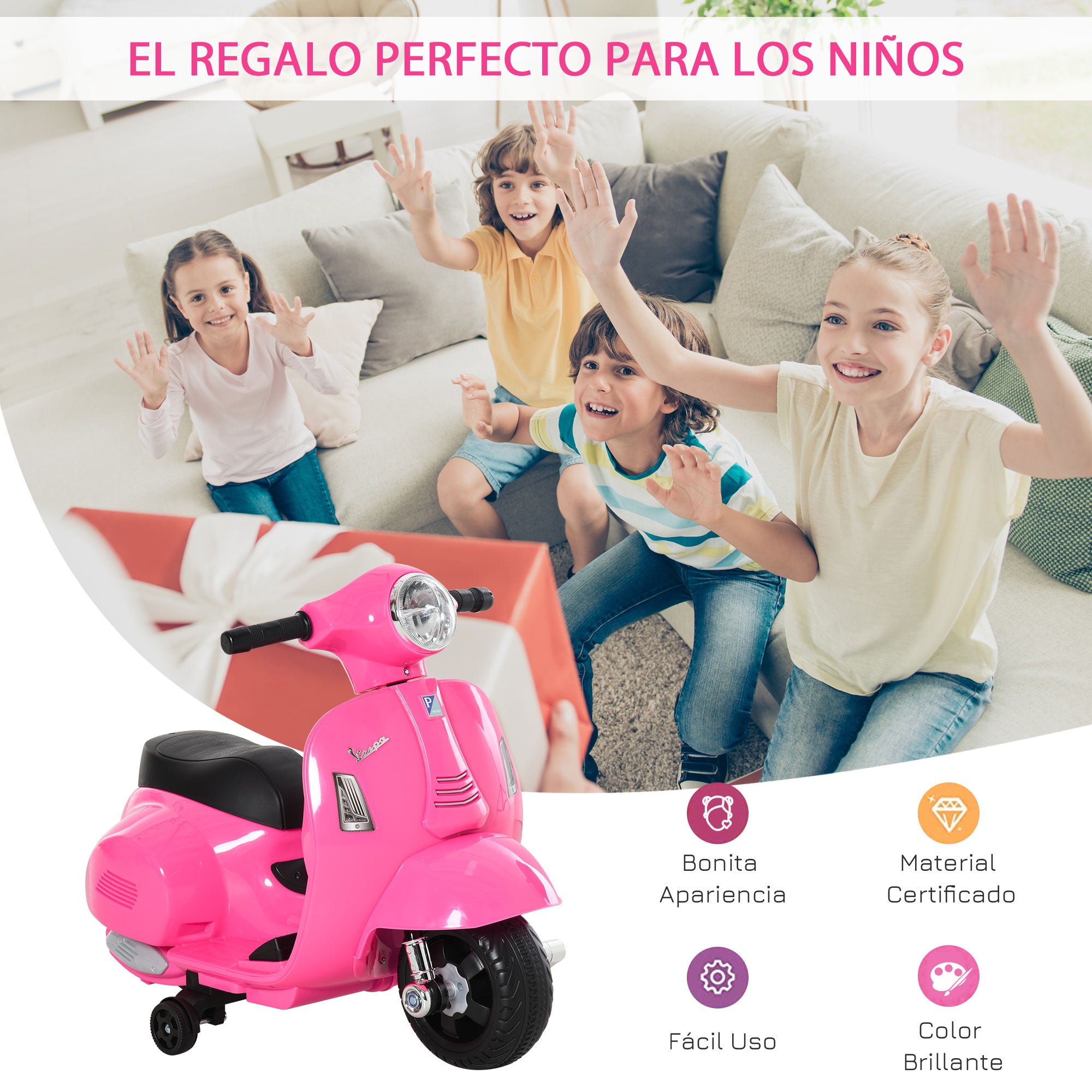 Mota Elétrica Infantil Rosa Licenciada 66,5x38x52 cm
