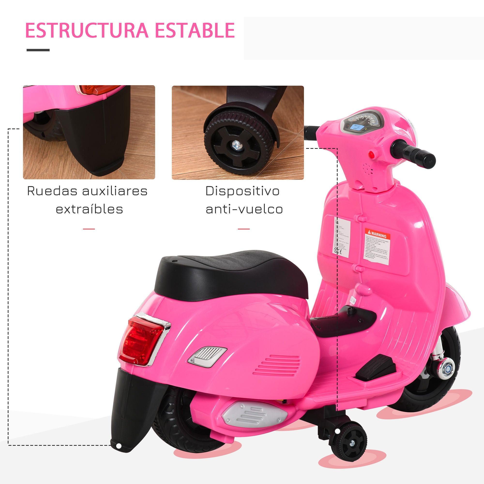 Mota Elétrica Infantil Rosa Licenciada 66,5x38x52 cm