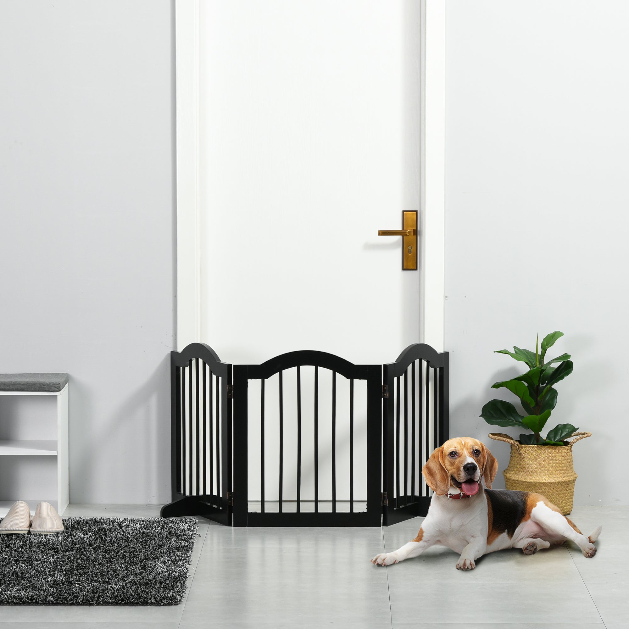 Barreira de Segurança Dobrável para Cães Pequenos 154,5x29,5x61 cm Preto