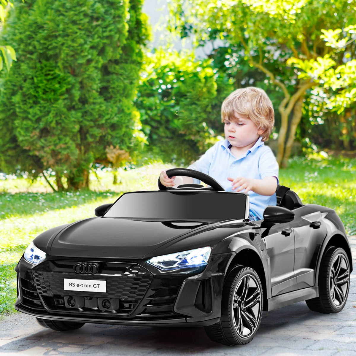 Carro Elétrico para Crianças Audi RS E-tron GT Licenciado com Controlo Remoto Luzes LED 104 x 58 x 41 cm - Preto