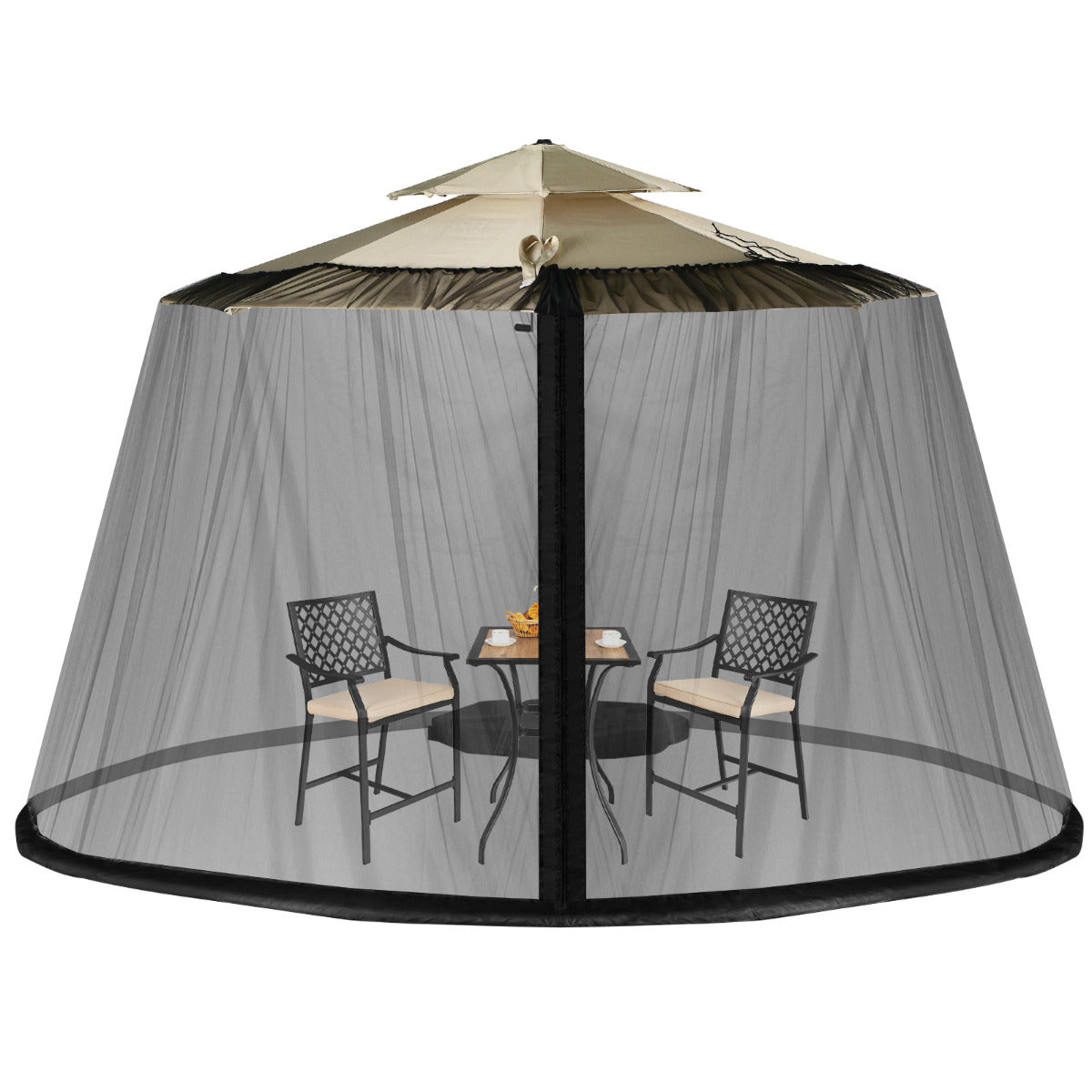 Mosquiteiro para Guarda-Sol de Pátio – 2,5 a 3 m – Preto – Poliester
