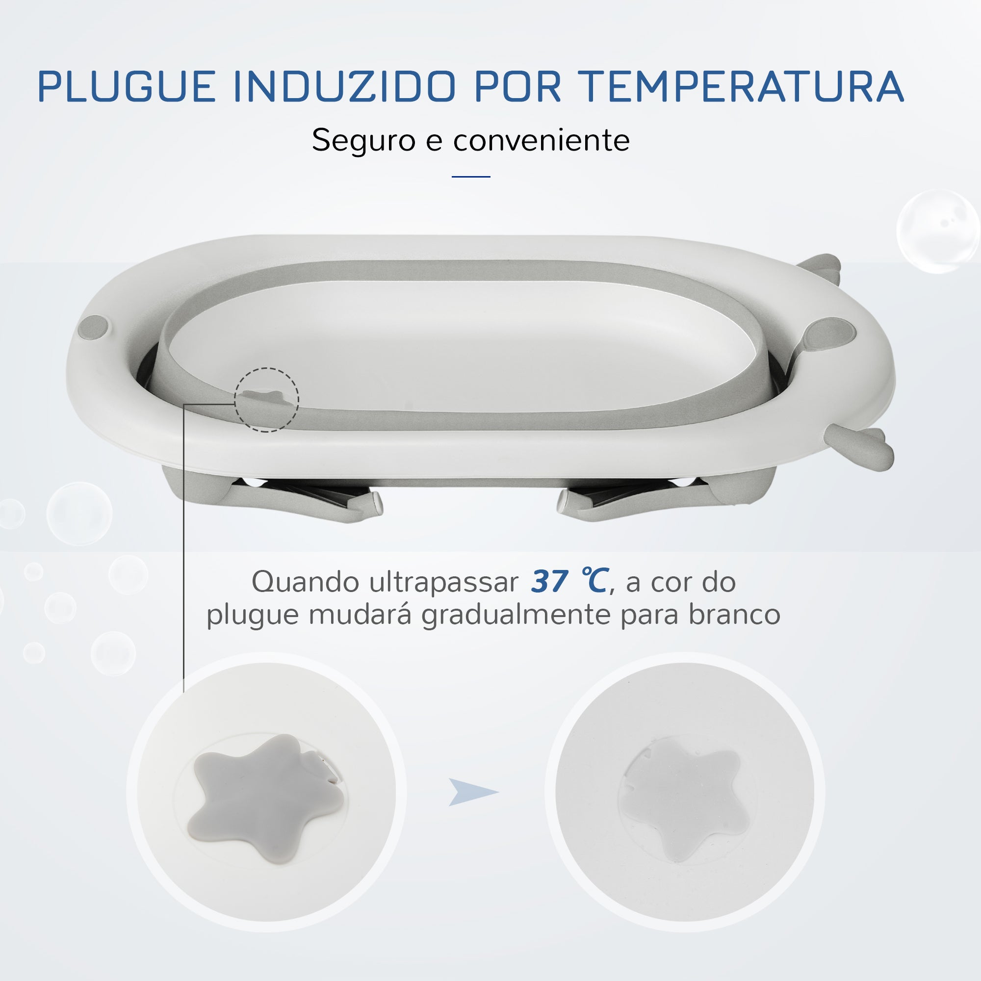 Banheira para Bebé Dobrável 81.5x50.5x23.5cm Cinza