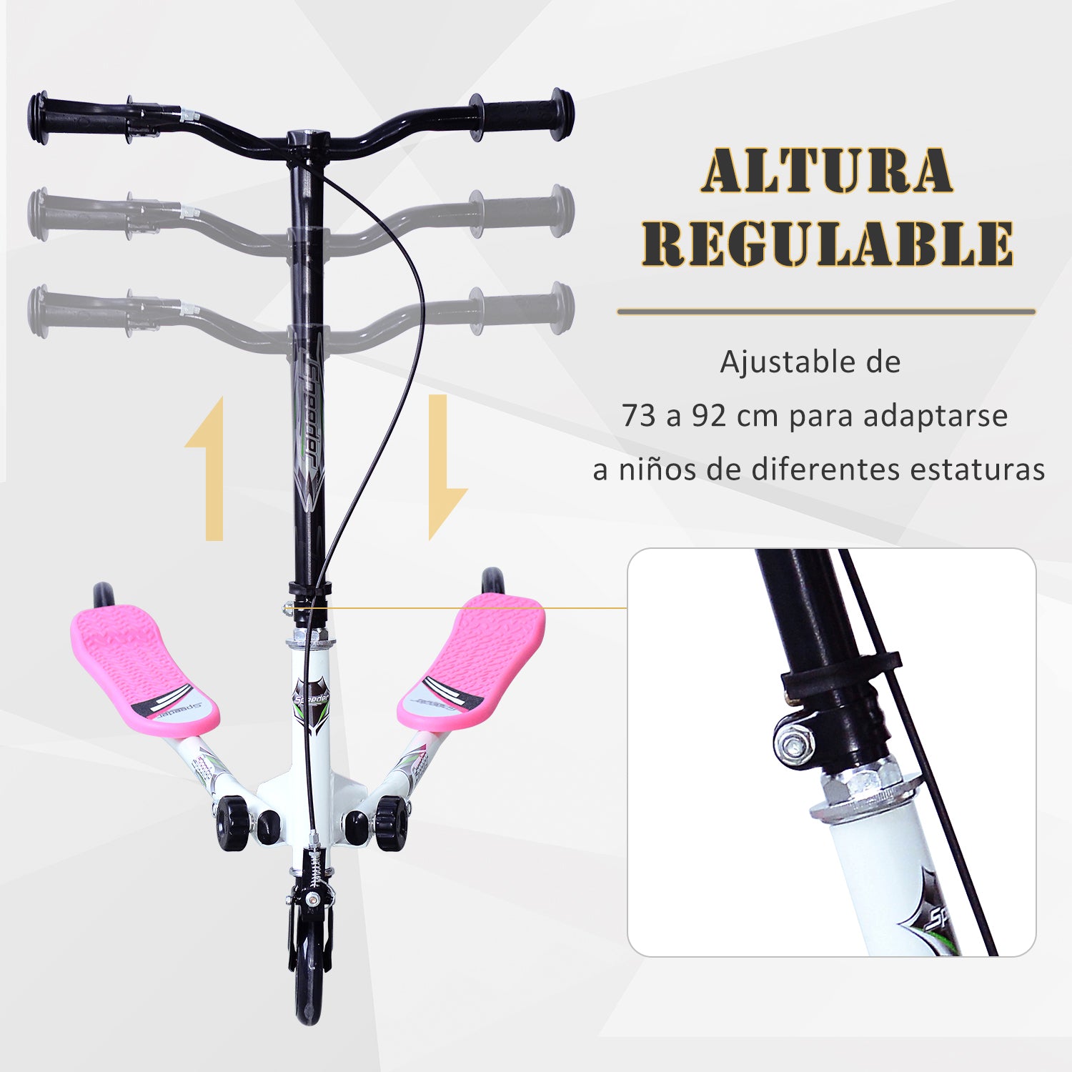Trotinete Infantil de 3 Rodas Dobrável 92x53x92cm Rosa