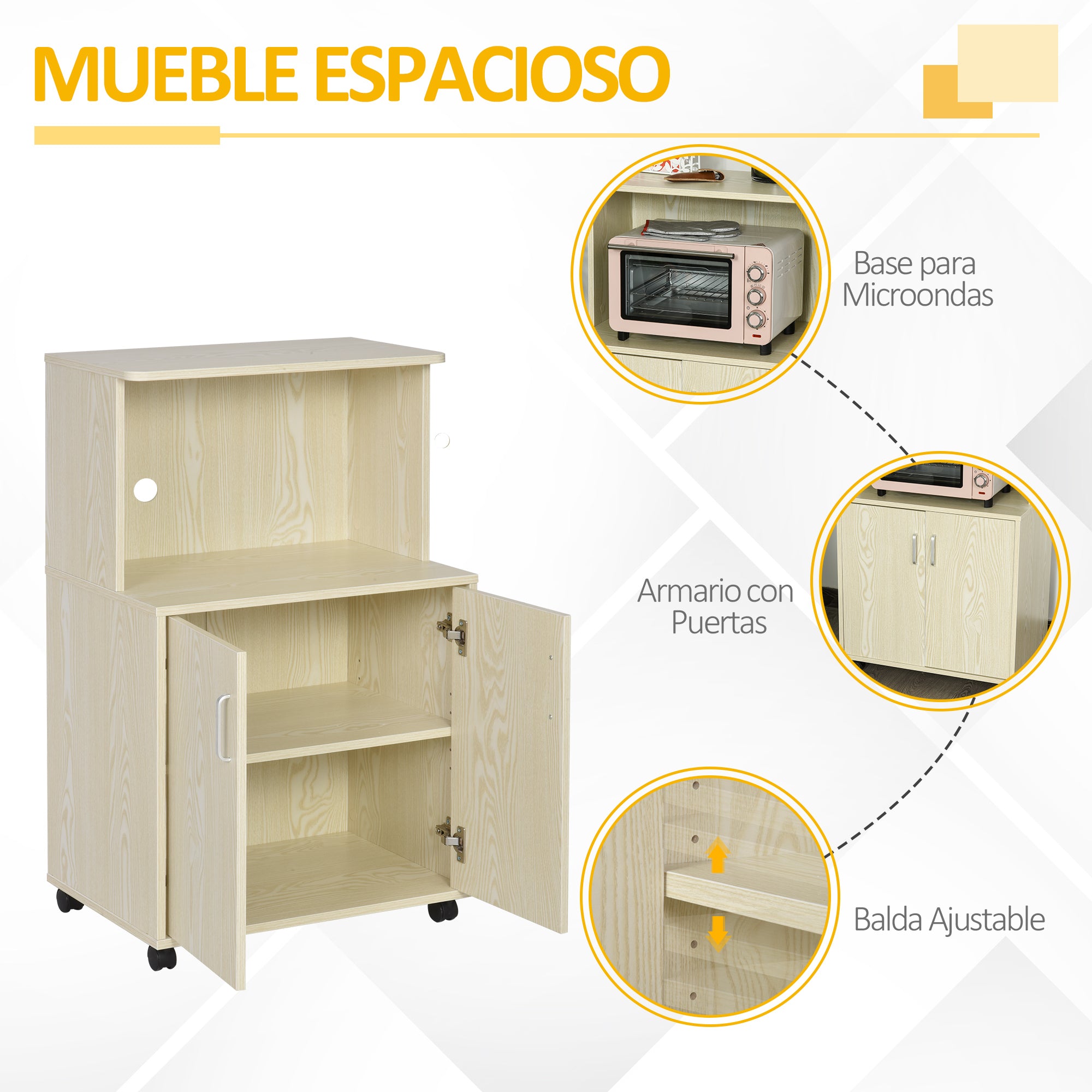 Armário Auxiliar para Microondas 60,4x40,3x97 cm Cor de Carvalho