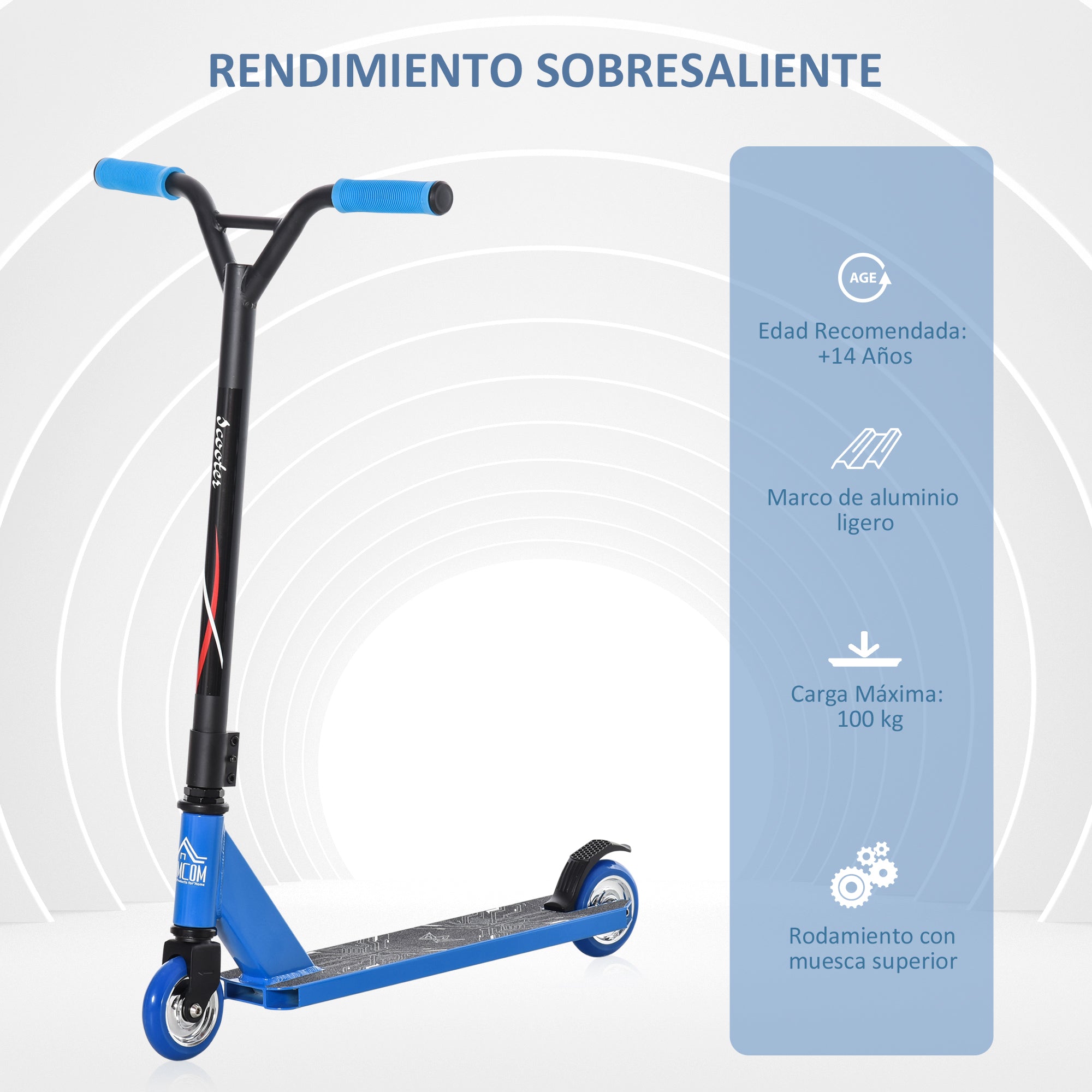 Trotinete Freestyle Alumínio Azul 68x46x84cm para Adolescentes e Adultos