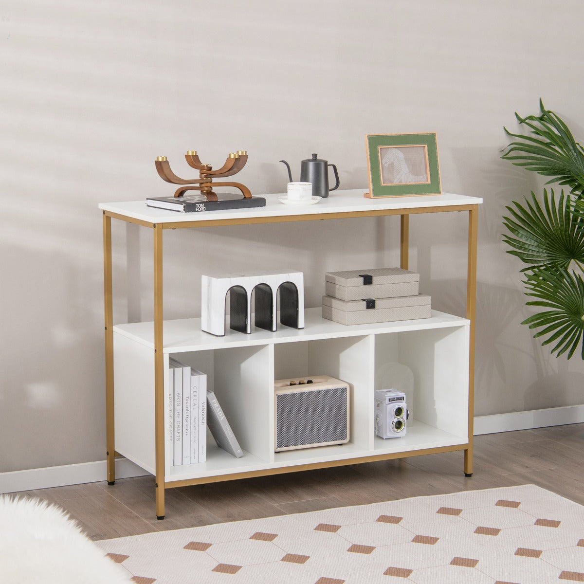Aparador de Buffet de Cozinha em Madeira de 3 Níveis, Branco, 110 x 42,5 x 88 cm
