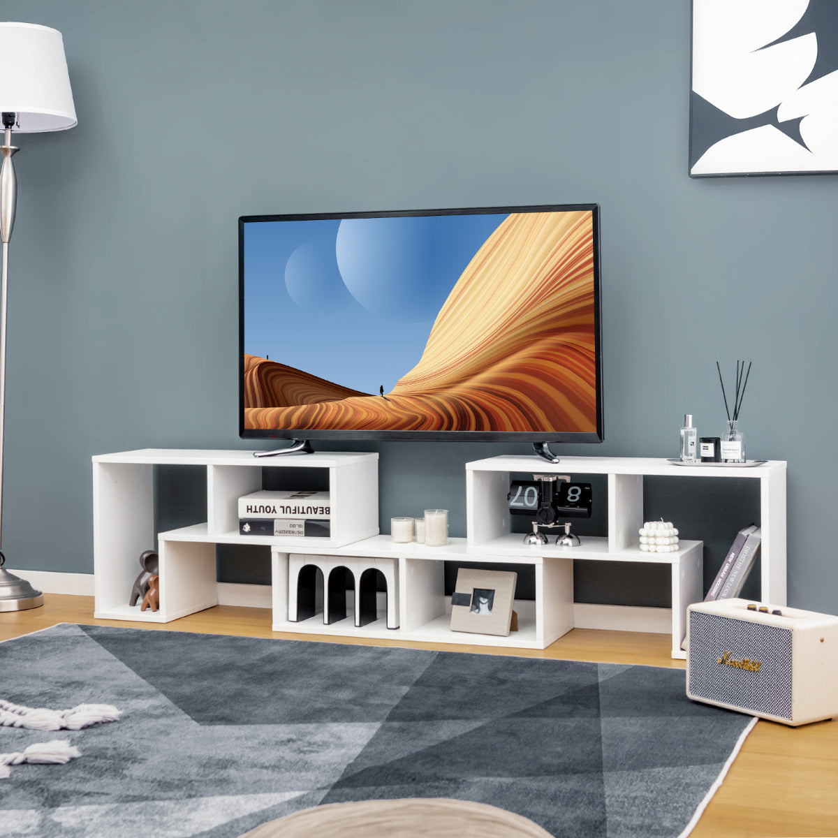 Móvel Consola de TV de 3 Peças de Combinação Centro de Entretenimento para TV até 65’’ para Sala Branco
