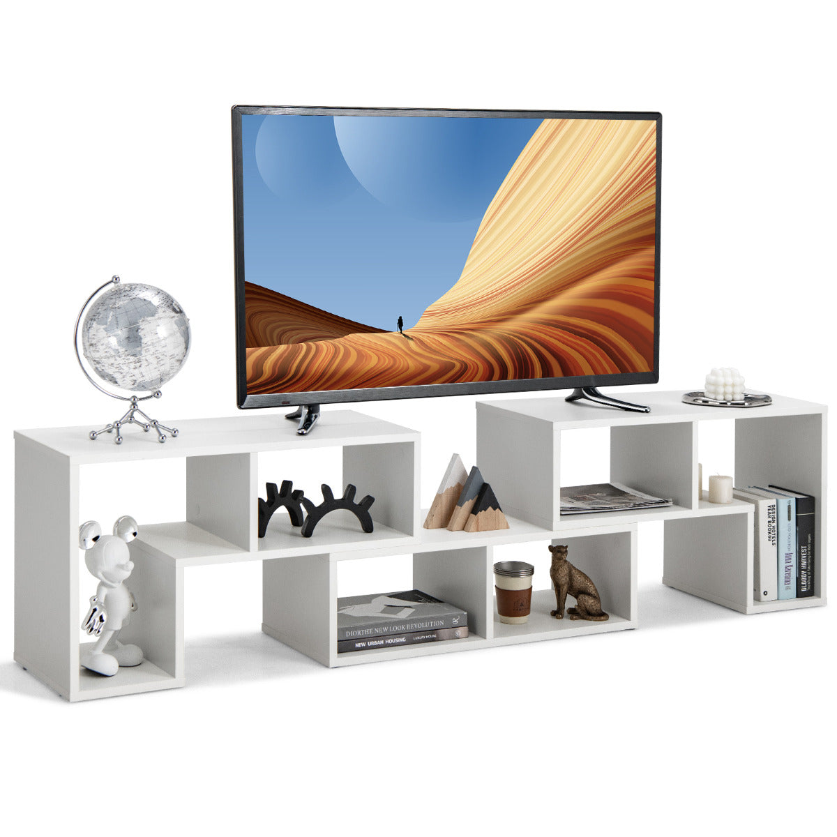 Móvel Consola de TV de 3 Peças de Combinação Centro de Entretenimento para TV até 65’’ para Sala Branco