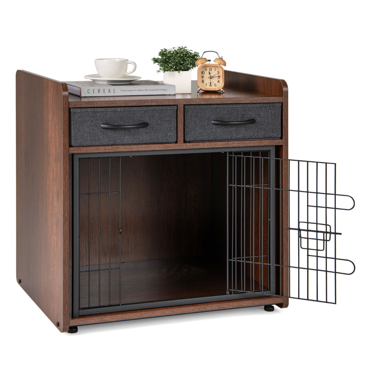 Móvel para Cão com 2 Gavetas em Tecido – 62 × 49,5 × 63 cm – Castanho