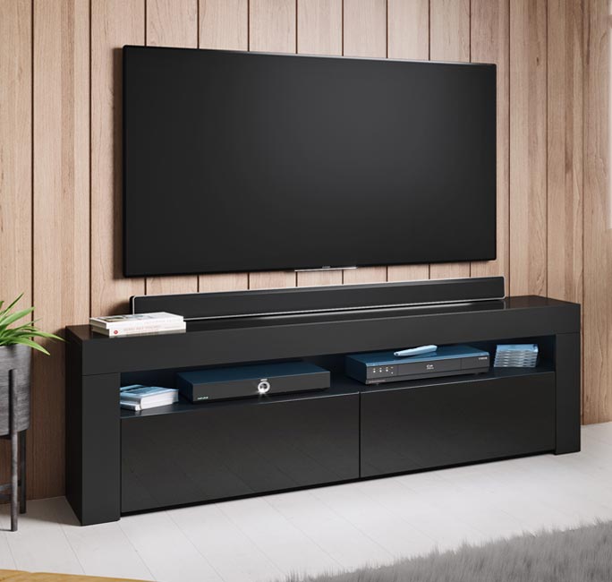 Móvel de TV Alai (140x50,5cm) preto elegante e funcional
