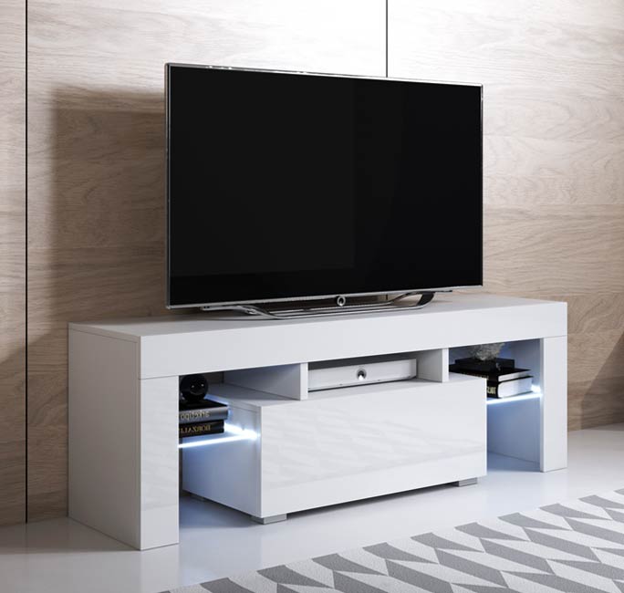 Móvel TV Ernes (130x45cm) branco com LED