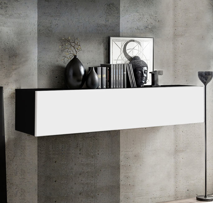Organize com Estilo - Armário Pendurado Modelo Kaira H-160 (160x30cm) em Preto e Branco