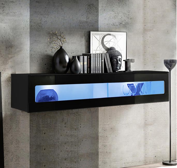 Armário Pendurado Modelo Kaira H160CR (160x30cm) em Preto