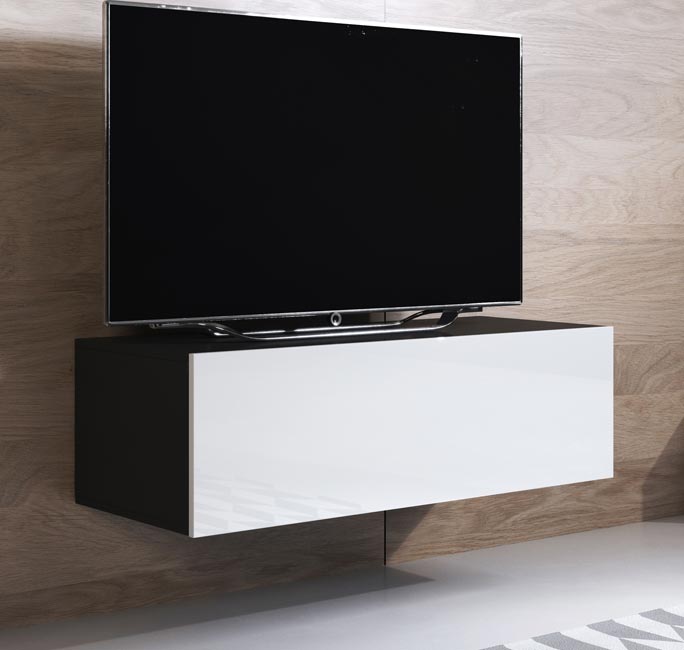 Móvel de TV Leiko H1 (100x30cm) em preto e branco
