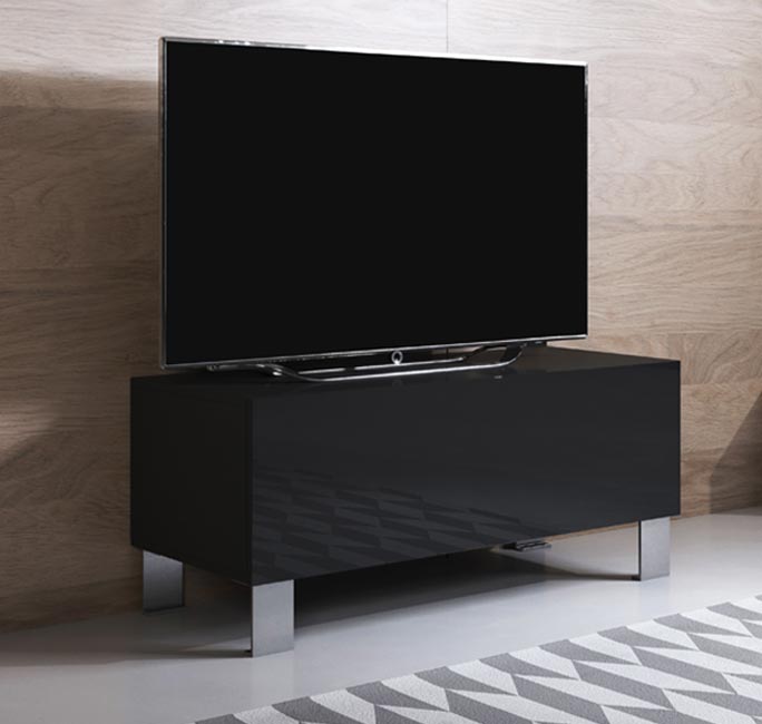 Móvel TV Leiko H1 (100x42cm) preto com pernas de alumínio