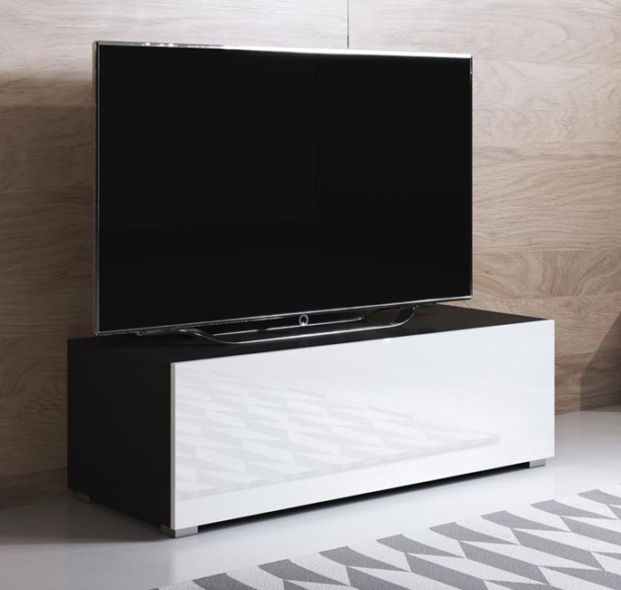 Móvel de TV Leiko H1 (100x32cm) em preto e branco com pés padrão