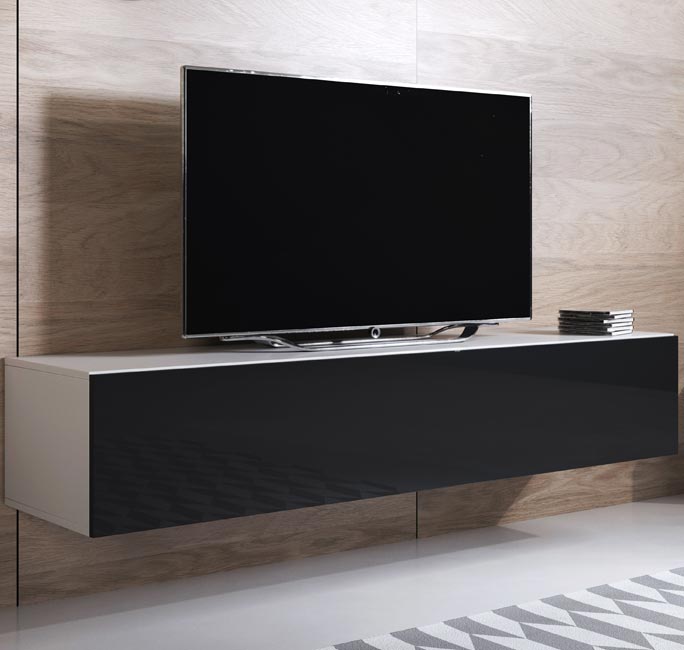 Móvel de TV Leiko H2 (160x30cm) em Branco e Preto