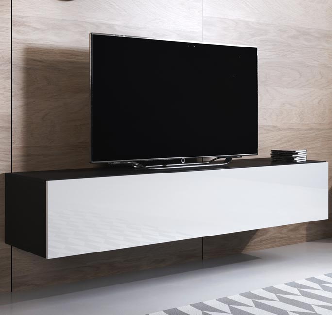 Móvel de TV Leiko H2 (160x30cm) Preto e Branco