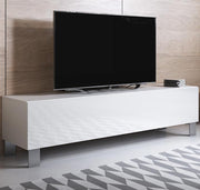 Móvel de TV modelo Leiko H2 (160x42cm) branco com pés de alumínio