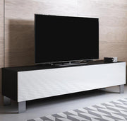 Móvel de TV Leiko H2 (160x42cm) Preto e Branco com Pés de Alumínio