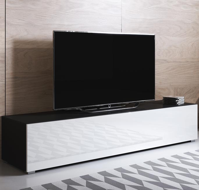 Móvel de TV Leiko H2 (160x32cm) preto e branco com pés padrão