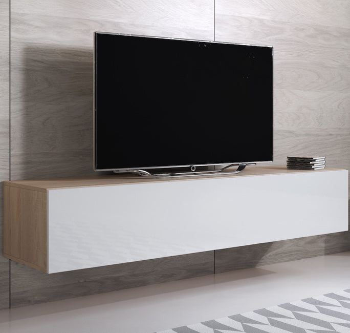 Móvel de TV Leiko H2 (160x30cm) Sonoma e Branco