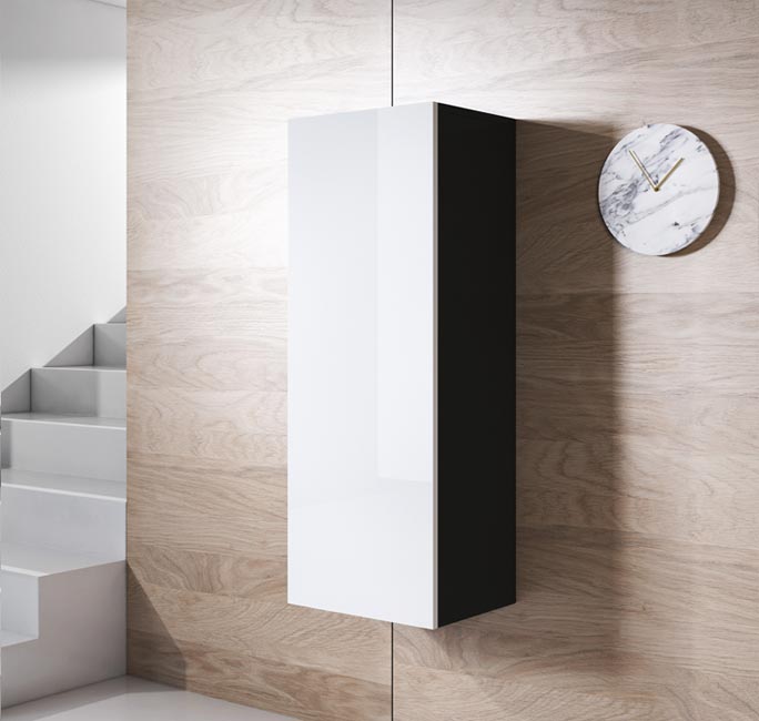 Armário pendurado modelo Leiko V1 (40x126cm) preto e branco