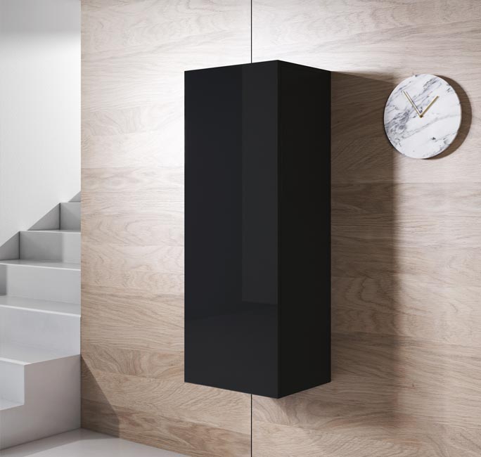Armário Suspenso Modelo Leiko V1 (40x126cm) Cor Preto