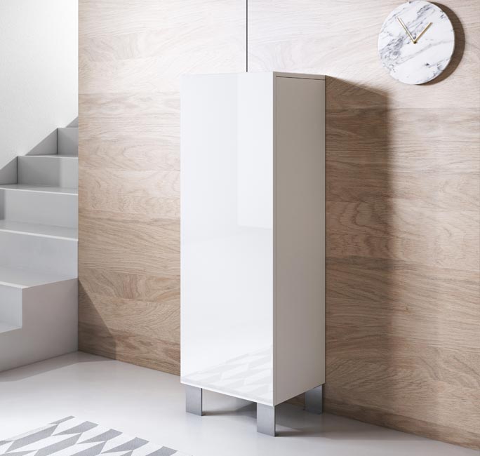 Armário Leiko V1 (40x138cm) branco com pés de alumínio