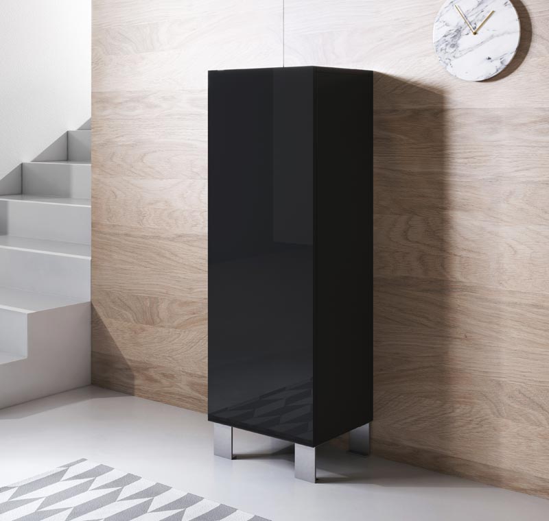 Armário Leiko V1 (40x138cm) preto com pés de alumínio