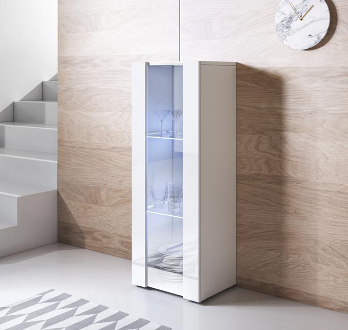 Vitrina Leiko V2 (40x128cm) branco com pés padrão