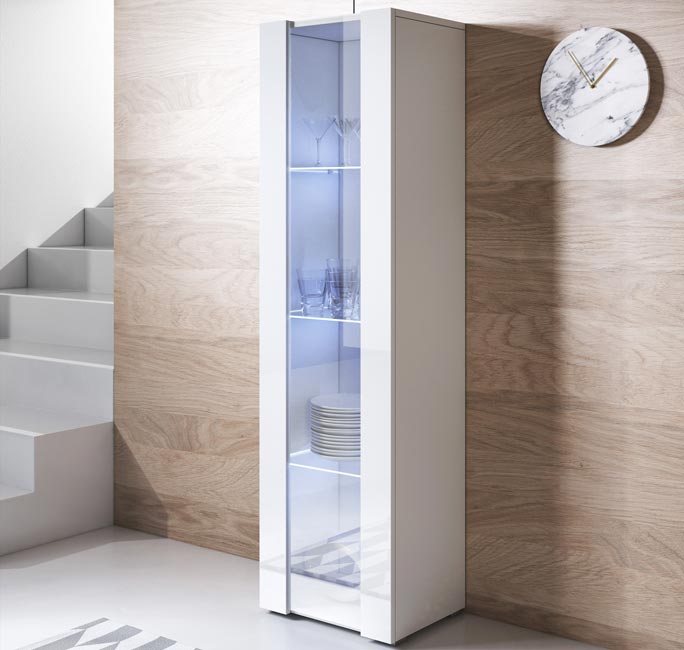 Vitrina modelo Leiko V5 (40x167cm) branco com pés padrão