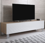 Móvel de TV Leiko H2 (160x42cm) Sonoma e Branco com Pernas de Alumínio