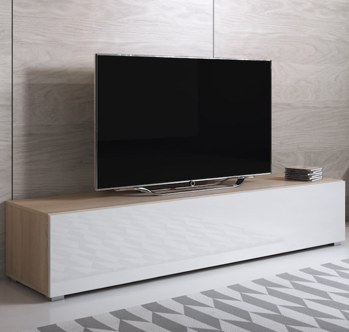 Móvel de TV Leiko H2 (160x32cm) Sonoma e Branco