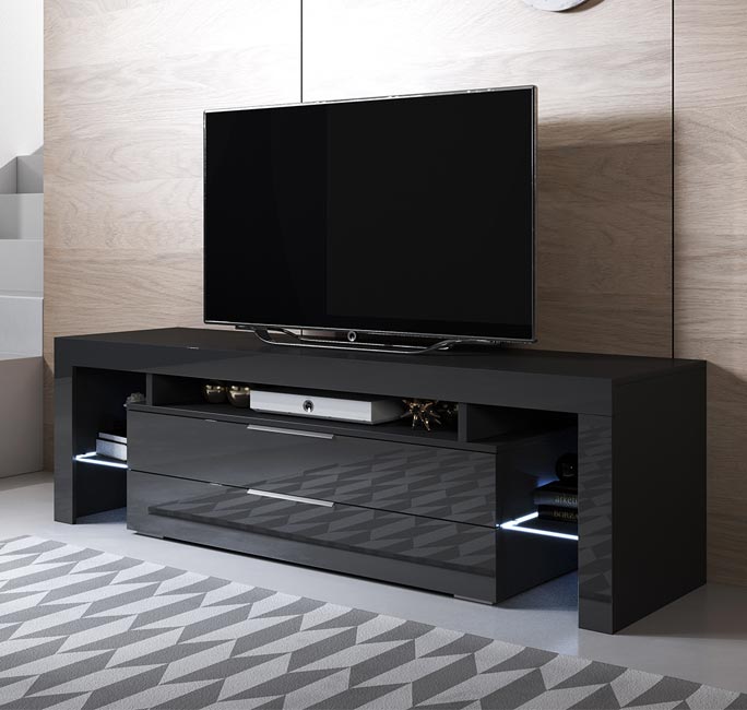 Móvel de TV Sayen (160x53cm) preto com LED RGB