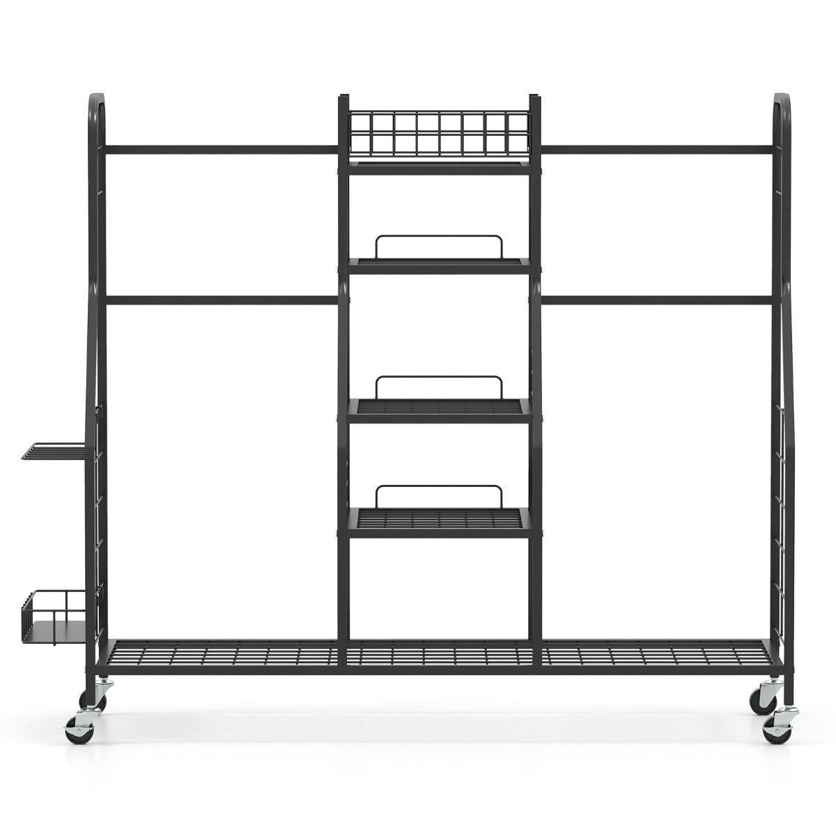 Suporte de Armazenamento para Sacos de Golfe para 2 Sacos de Golfe com 4 Rodas Universais para Cave de Clube 122 x 40 x 103 cm Preto