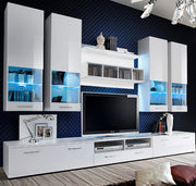Conjunto de Sala Aviona com Móvel de TV e Estantes de Parede - Branco (3 m)
