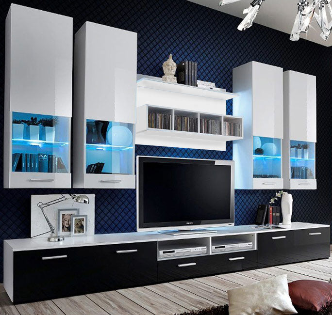 Móvel de sala Aviona em branco e preto (3 m)