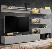 Móvel de sala modelo Olson cinza pérola e trufa (2,4m)