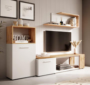 Móvel de sala modelo Rocio branco e carvalho (2m)
