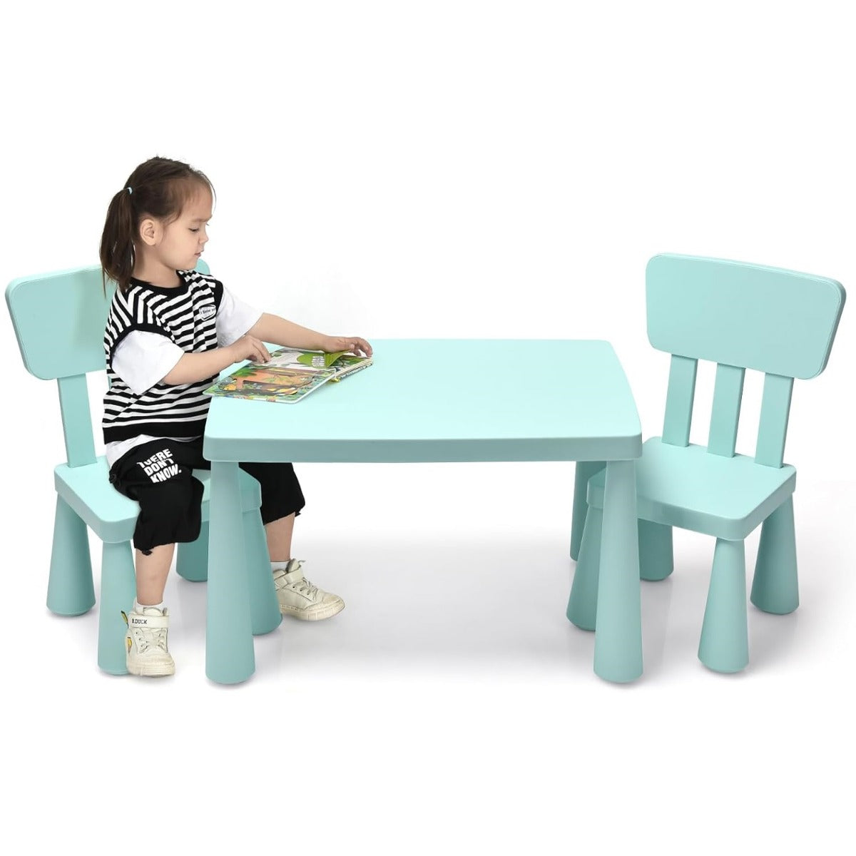 Conjunto de Mesa e Cadeiras para Crianças 1-7 Anos Verde