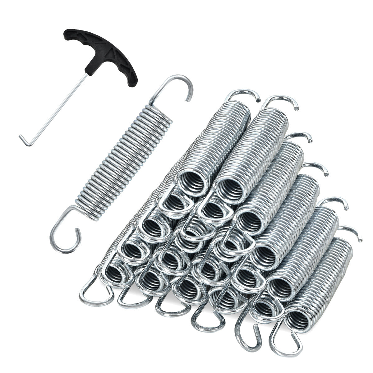 Conjunto de 20 Molas de Aço Galvanizado Antioxidante – 14 cm – Prateado