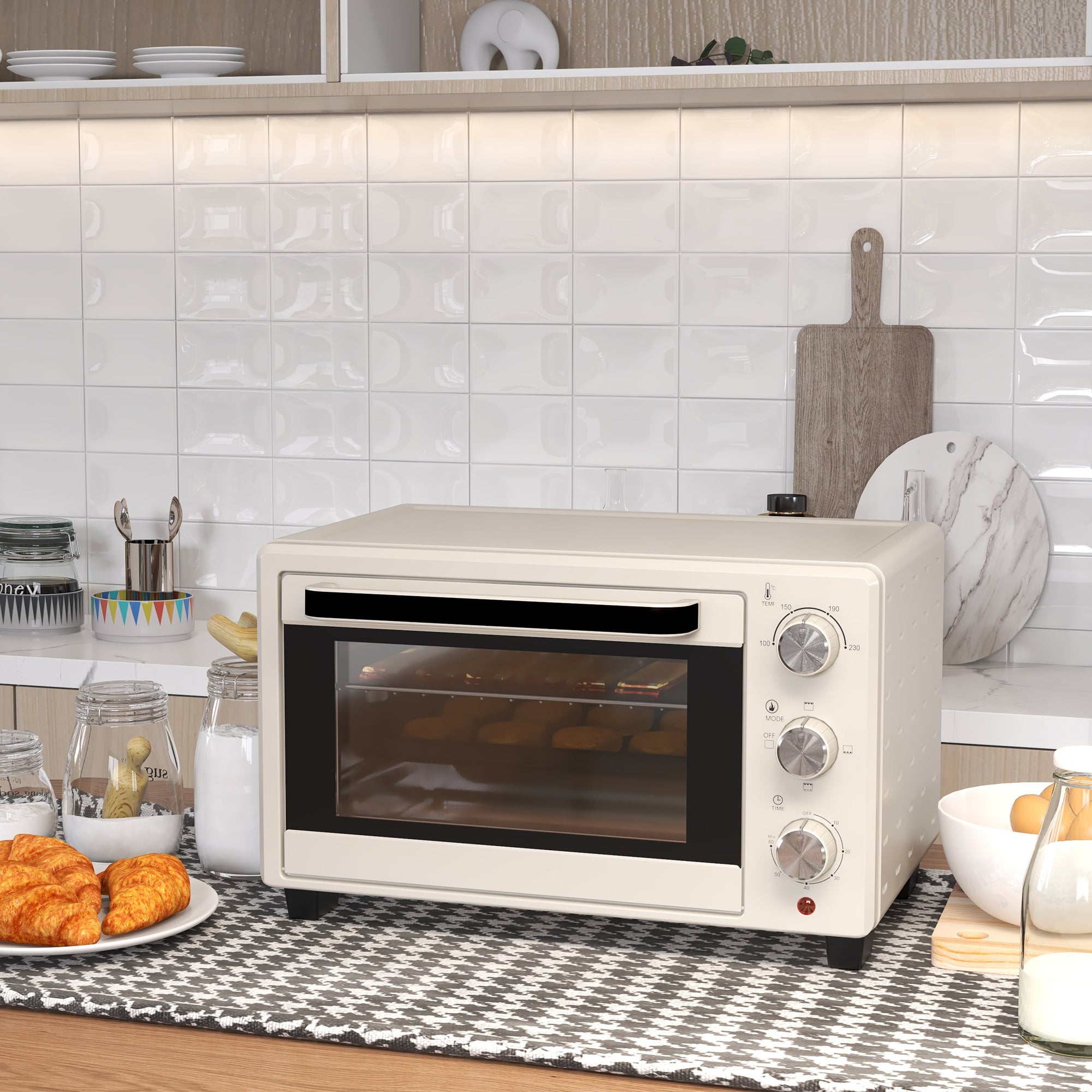 Forno Elétrico – 21L – Creme Branco – Metal e Vidro Temperado