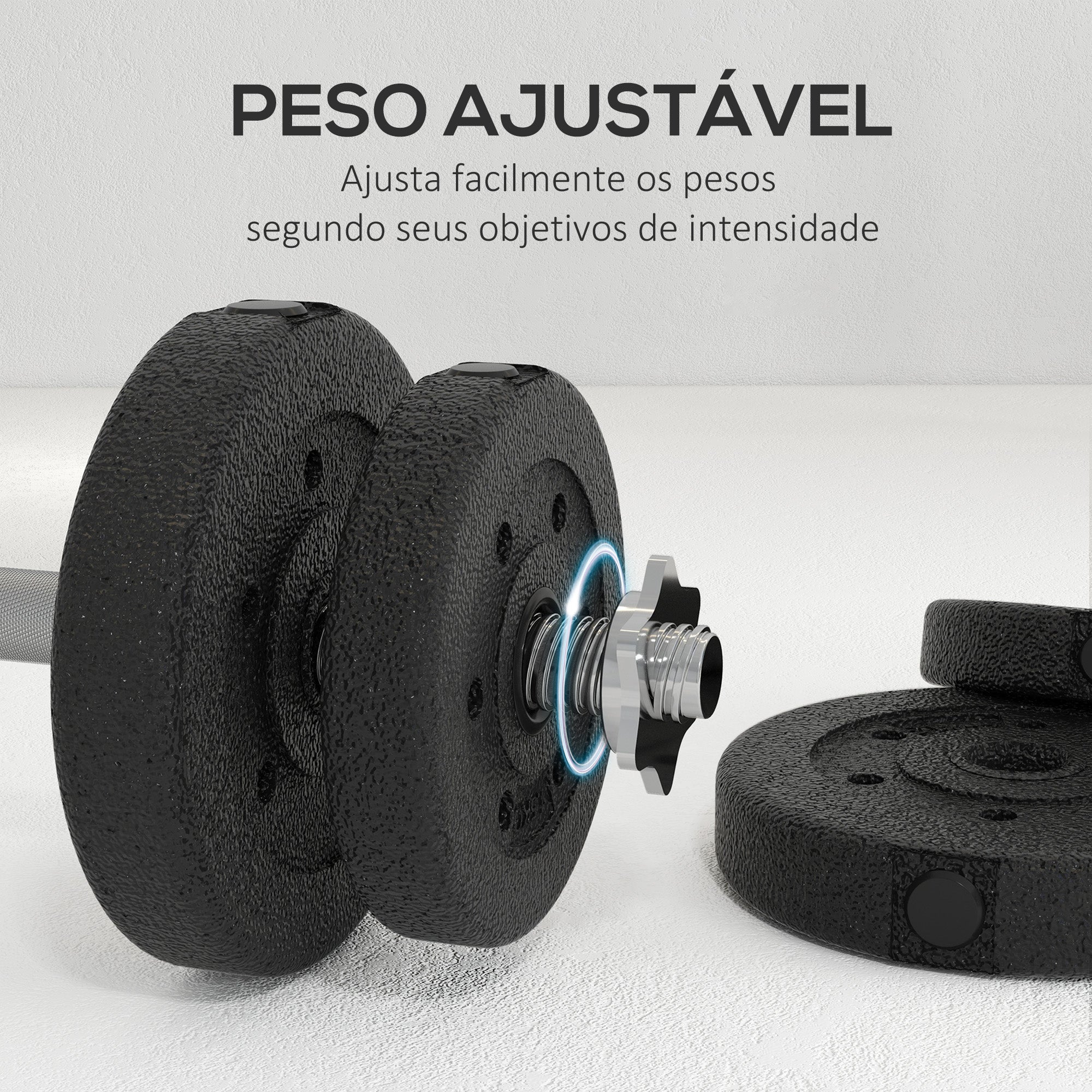 Conjunto de Halteres Ajustáveis 25 kg Preto - Medidas 45x21x21 cm