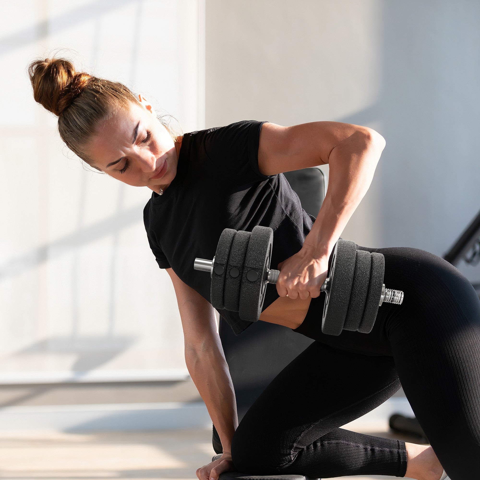 Conjunto de Halteres Ajustáveis 25 kg Preto - Medidas 45x21x21 cm