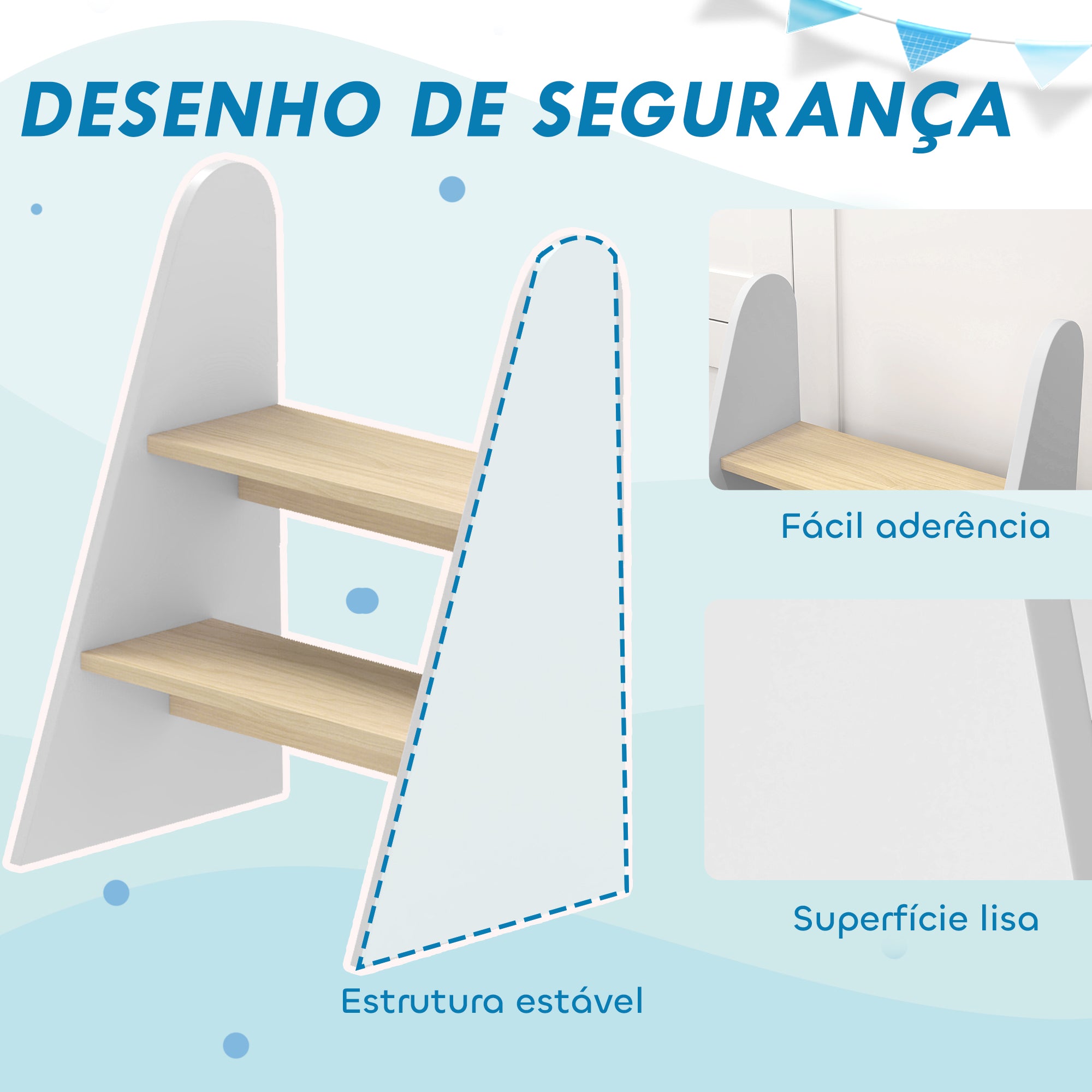Banco Infantil 2 Degraus Torre de Aprendizagem para Casa de Banho e Cozinha - 43x30x55 cm Branco