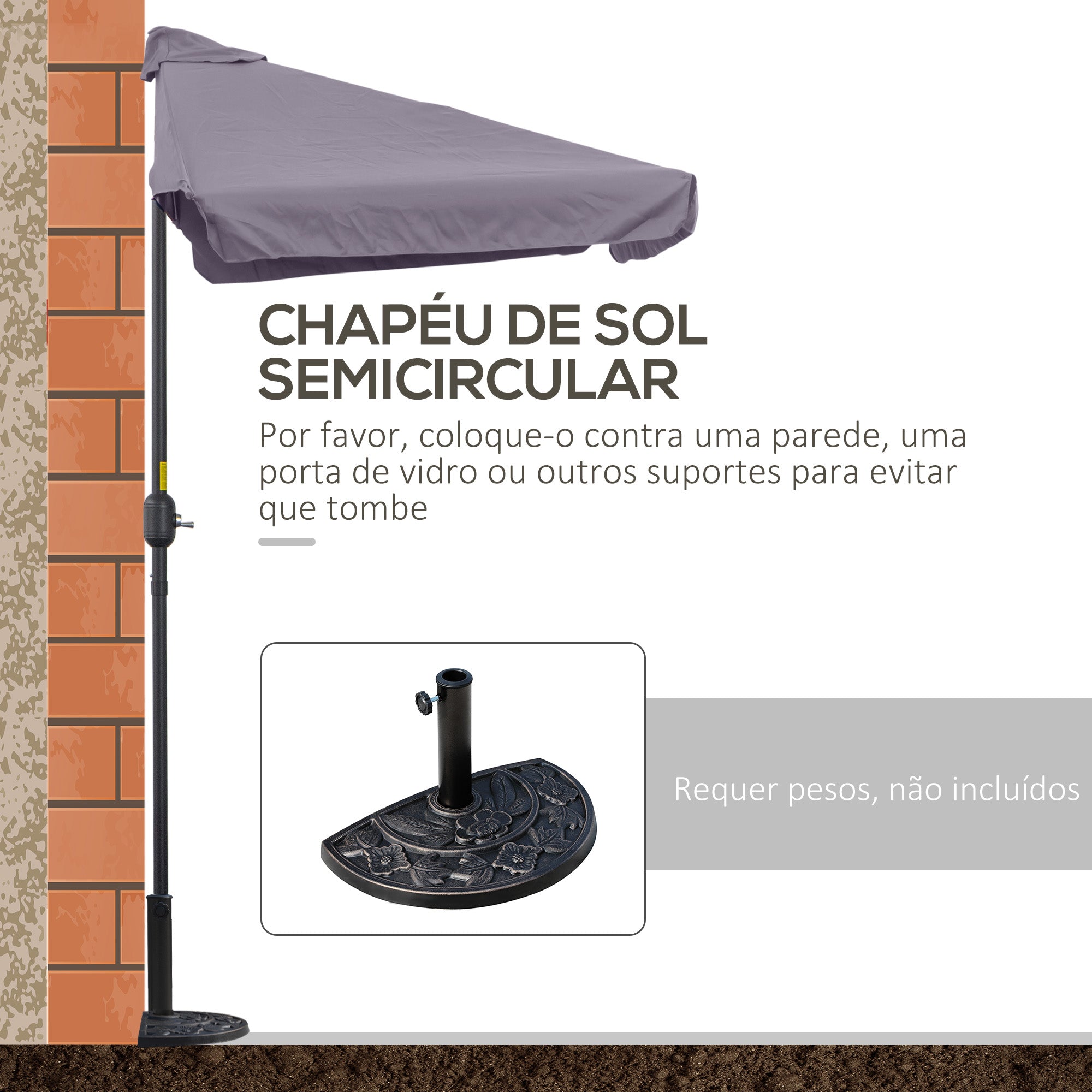 Chapéu de Sol Retangular Cinzento 230x130x249 cm Proteção UV Impermeável