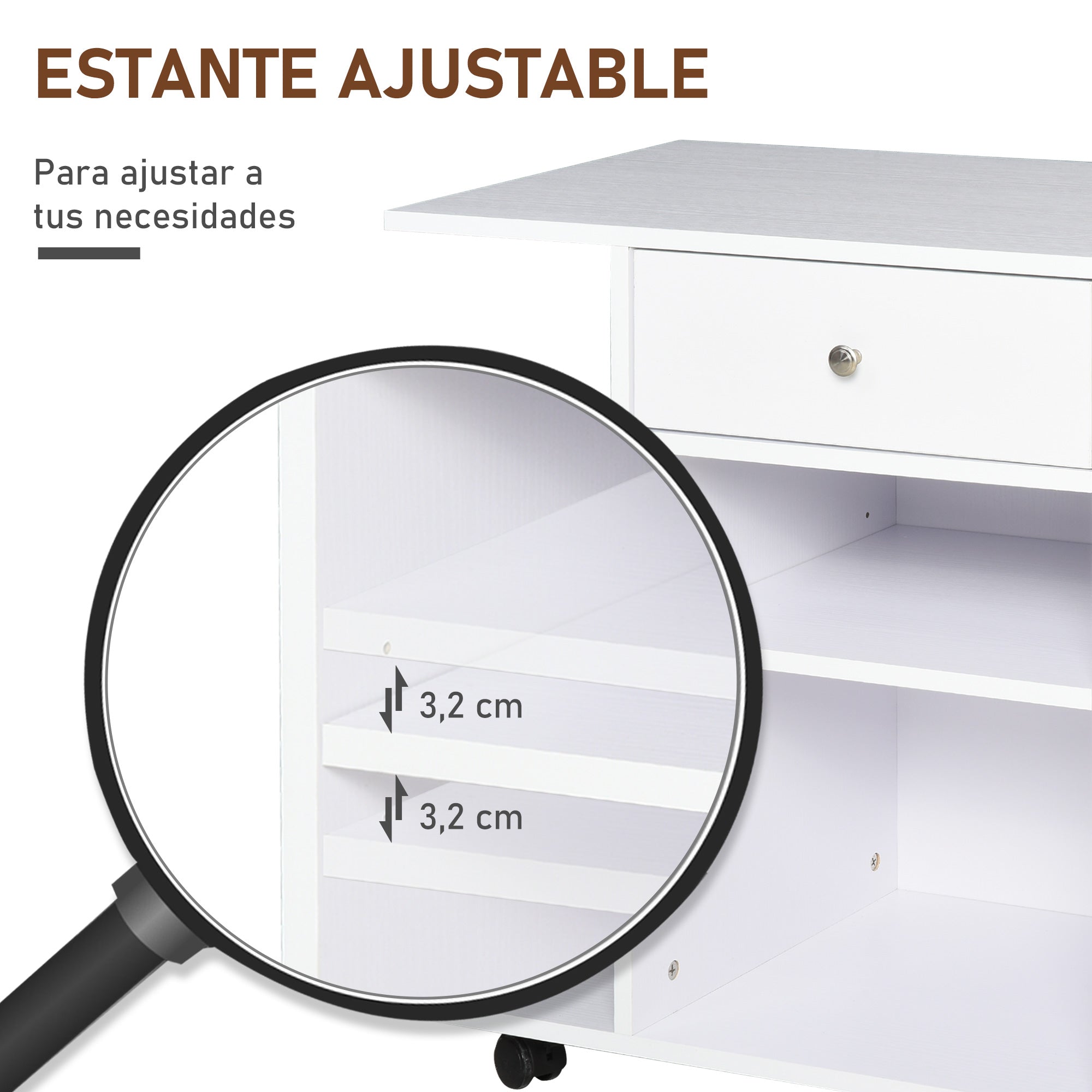 Armário para Impressora de Escritório 60x40x68,5cm Branco