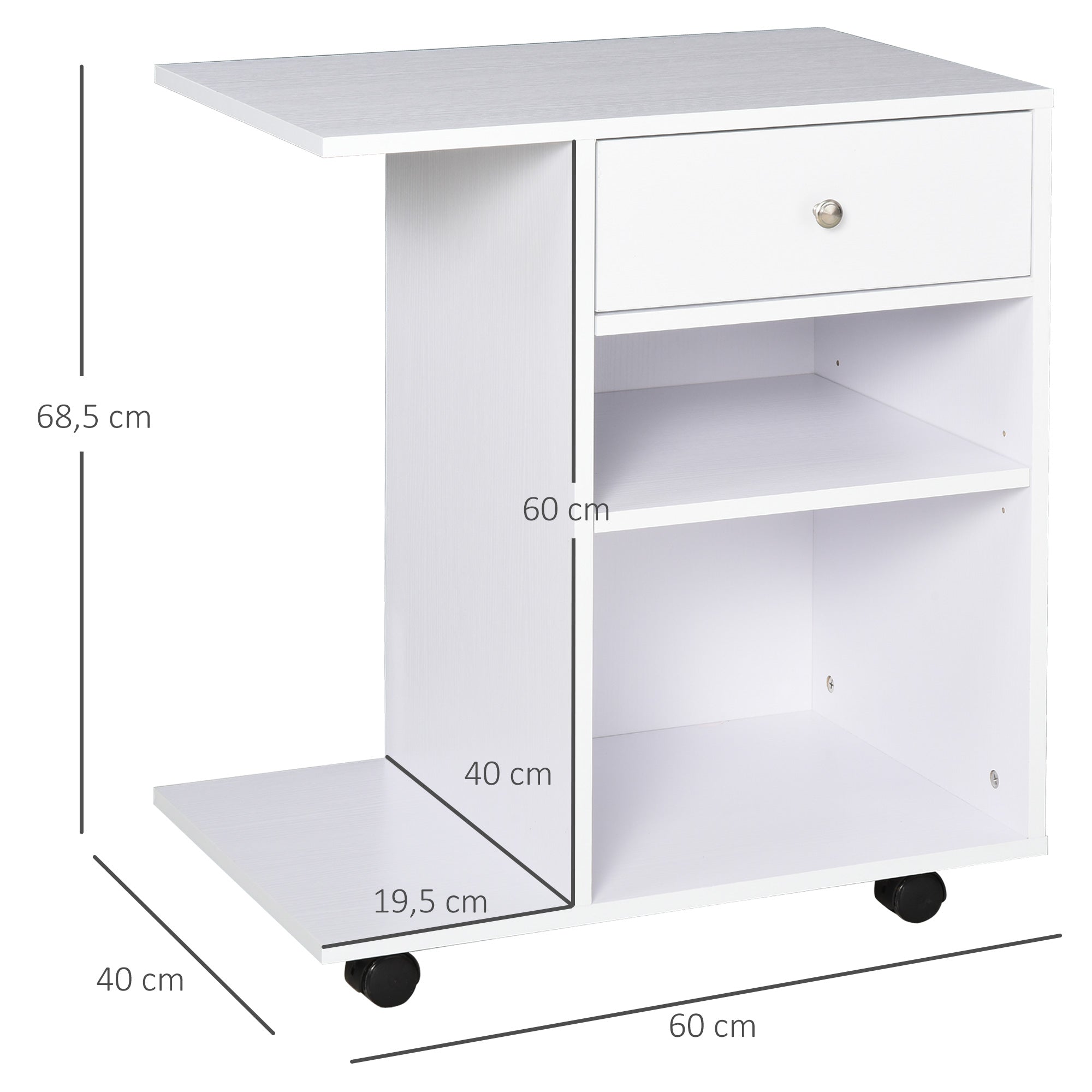 Armário para Impressora de Escritório 60x40x68,5cm Branco